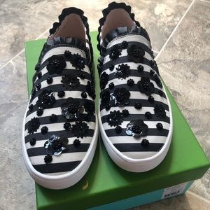 Kate Spade Black Floral Striped Shoes